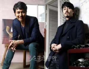 Two casually dressed men posing indoors