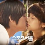 Young couple sharing a gentle kiss outdoors