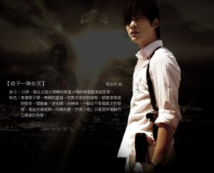 Young man in white shirt against cityscape