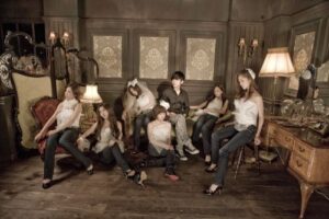 Group of young adults lounging in vintage room
