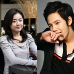 Split portrait of smiling young woman and man