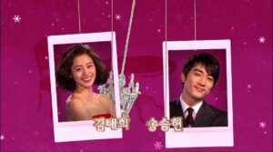 Two smiling portrait photos on pink background