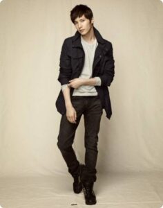 Young man in dark jacket and jeans