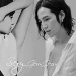 Black-and-white portrait collage of two models
