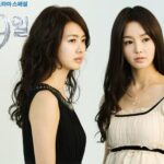 Two young women posing in dresses