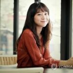 Smiling woman sitting at window table