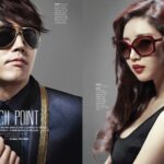 Man and woman wearing stylish sunglasses