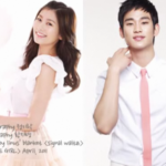 Smiling models in white outfits with pink accents