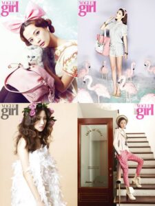 Pastel fashion collage with models, cat, flamingos
