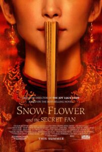 Movie poster: woman with fan covering mouth