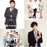 Four-panel collage of stylish men posing