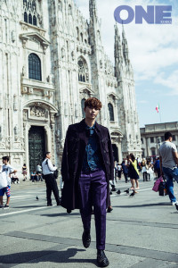 Fashionable person walking in Milan.