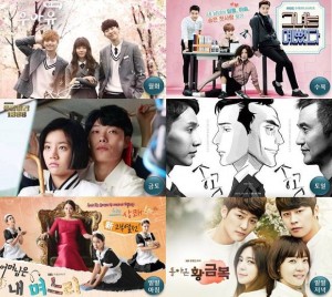 Korean drama promotional images collage.