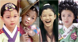 Four girls in traditional Korean attire.