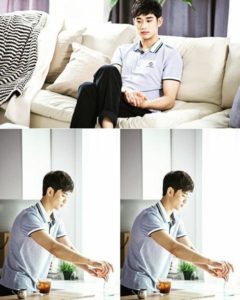 Young man sitting and preparing tea.