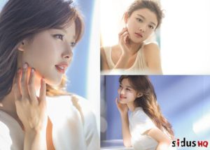 Portraits of a young woman in soft lighting.