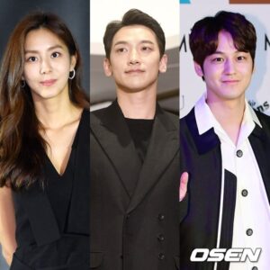 Three stylish individuals posing confidently for camera.