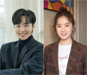 Smiling young man and woman in portraits.