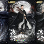 Three characters in elaborate fantasy costumes.