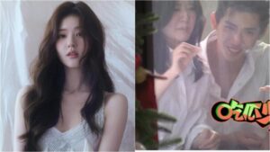 Two images of young adults posing together.