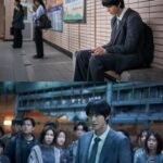 Man in suit, subway and crowd scenes.