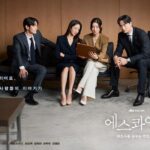 Four professionals sitting and discussing document.