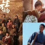 Group in wheat field and reading scenes.