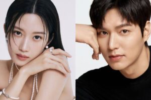 Two people posing for portrait photos.