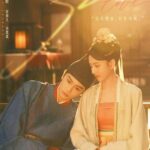 Golden-lit period drama poster of intimate couple